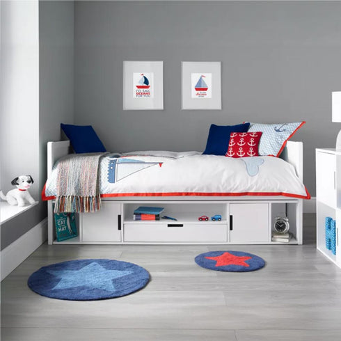 Stompa UNOS Storage Cabin Bed White Headboard White Doors